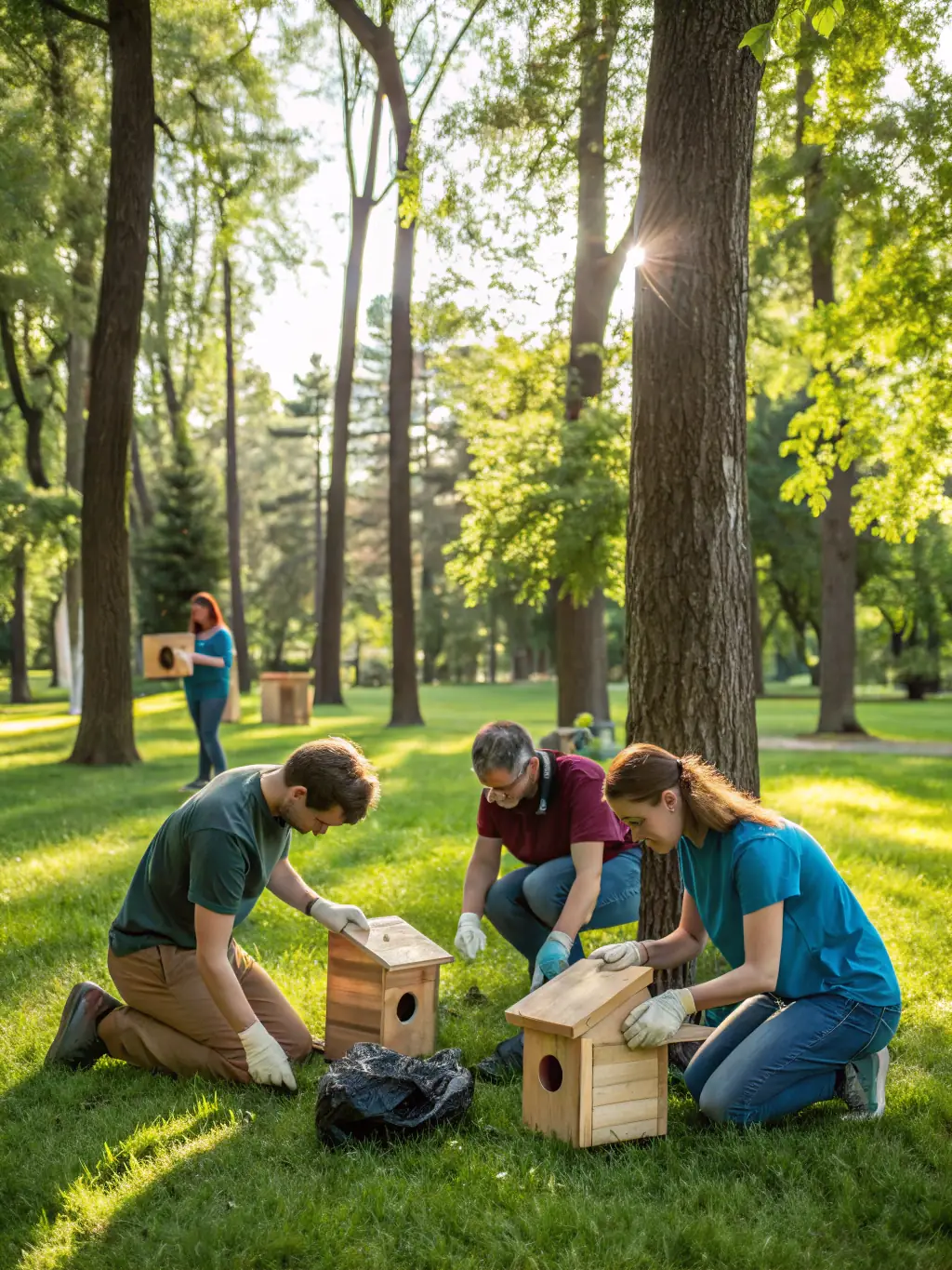 A photo of volunteers setting up equipment for a community event, showcasing ASS LA BOITE A MATOS's commitment to community initiatives.